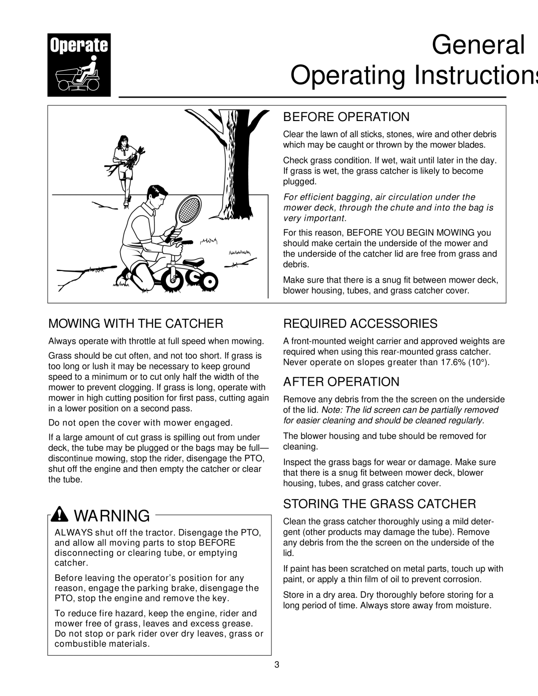 Simplicity 1692150, 1692149 Before Operation, Mowing with the Catcher, Required Accessories, After Operation 