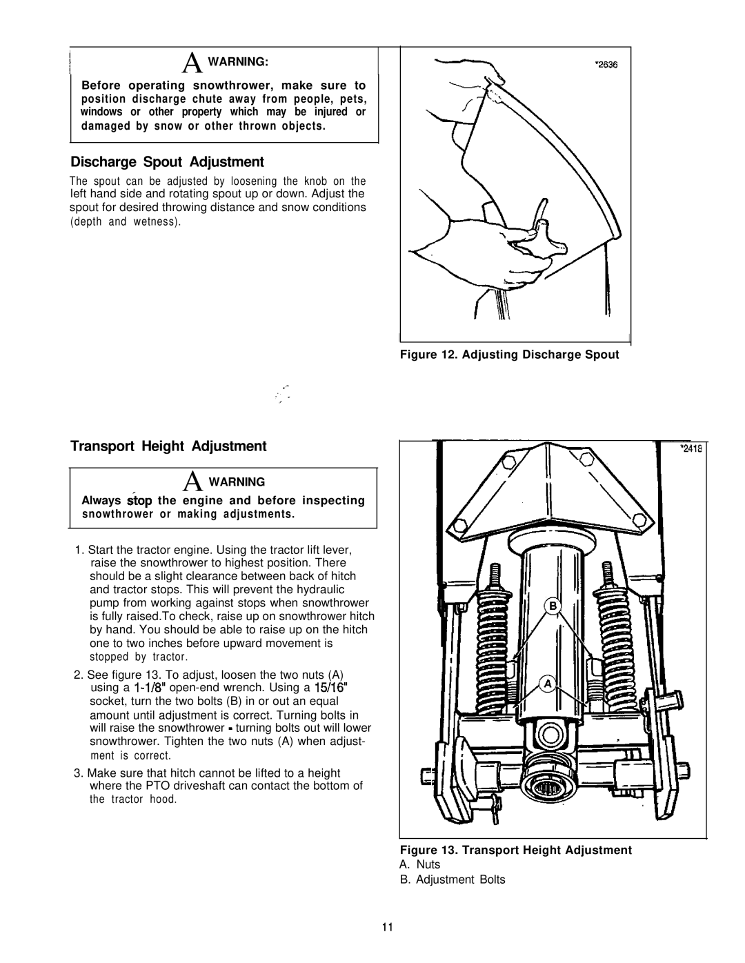 Simplicity 1692243, 1692244 manual Discharge Spout Adjustment, Transport Height Adjustment 