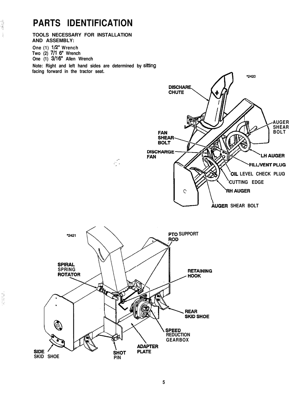 Simplicity 1692243, 1692244 manual Parts Identification 