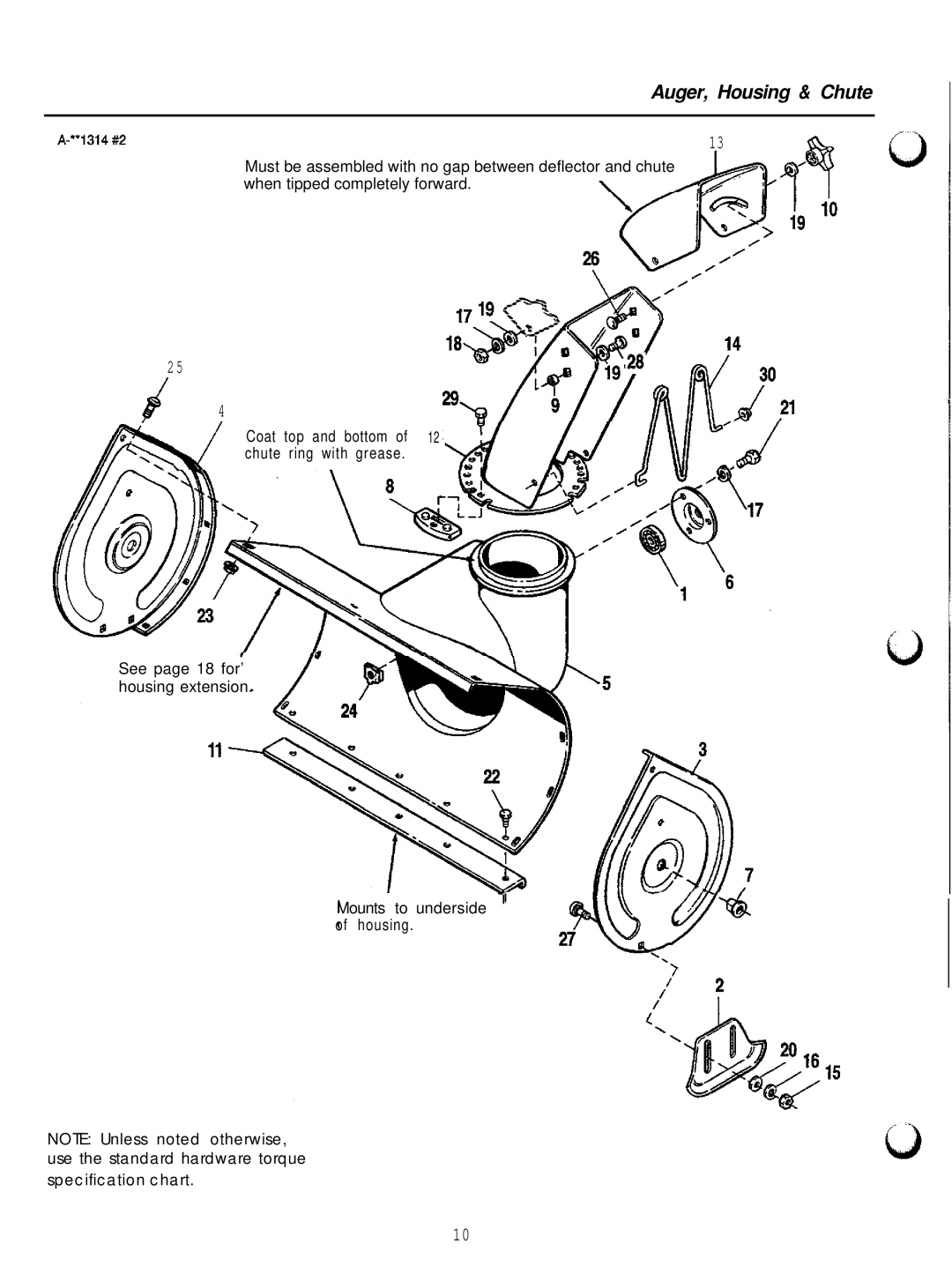 Simplicity 1692615 manual Auger, Housing & Chute 