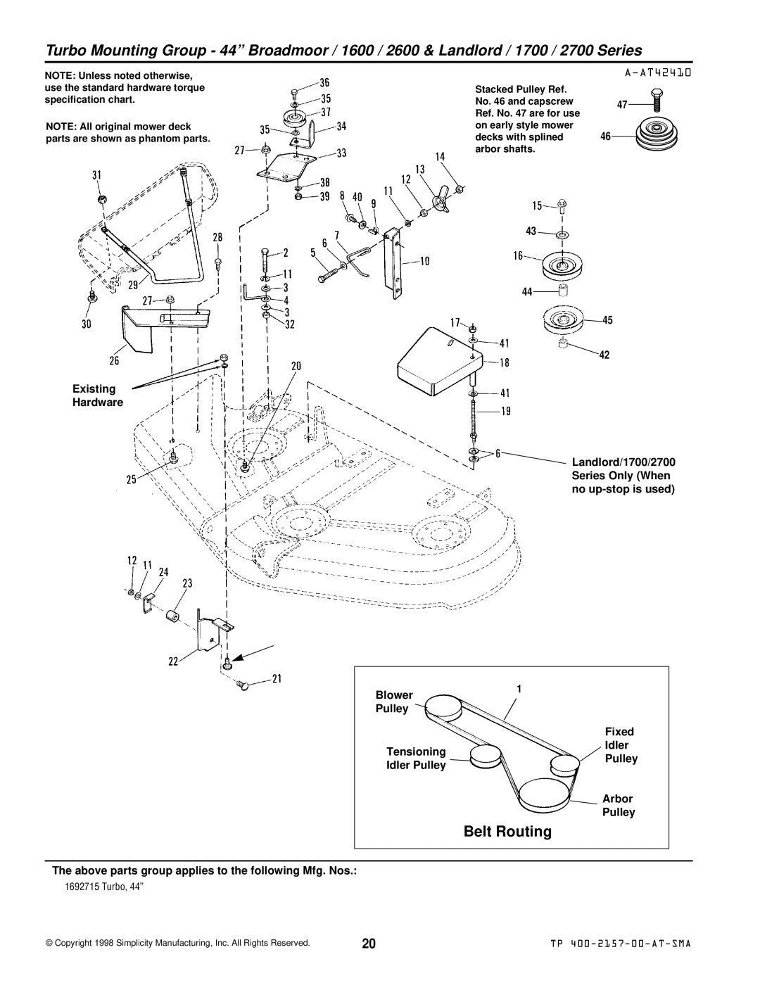 Simplicity 1692626, 1693225, 1693227, 1693226, 1693106, 1692936, 1692937, 1692858, 1692714, 1692715, 1692716 manual AT42410 