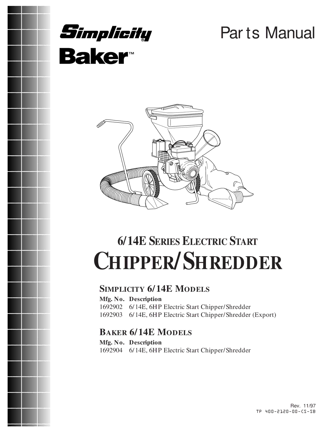 Simplicity 1692902 6/14E manual Chipper/Shredder 