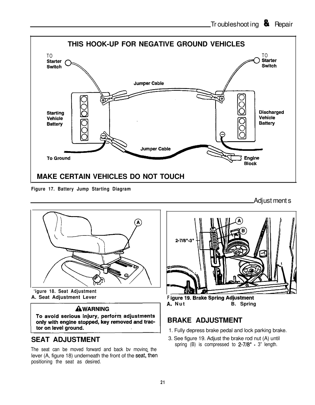 Simplicity 1692961, 1692963 This HOOK-UP for Negative Ground Vehicles, Make Certain Vehicles do not Touch, Seat Adjustment 