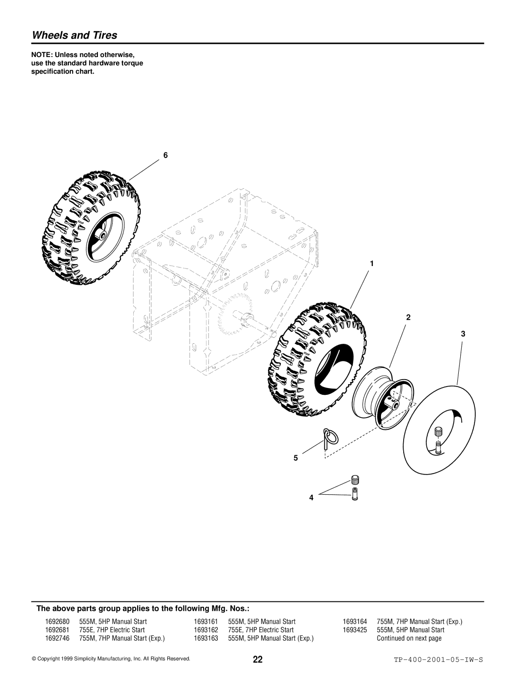 Simplicity 1693161, 1693163, 1692680 manual Wheels and Tires 