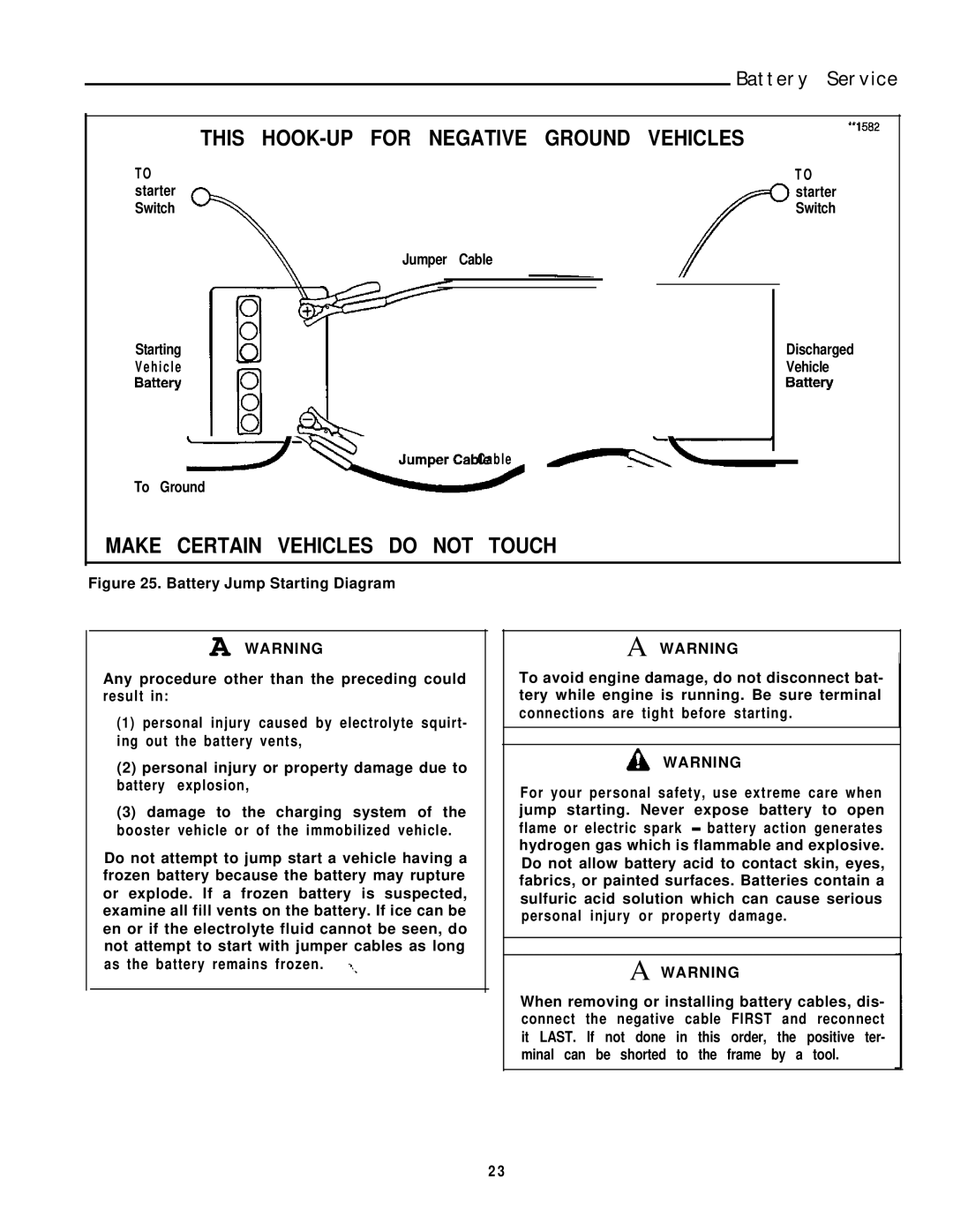 Simplicity 1693264, 1693266 Battery Service, This HOOK-UP for Negative Ground Vehicles, Make Certain Vehicles do not Touch 