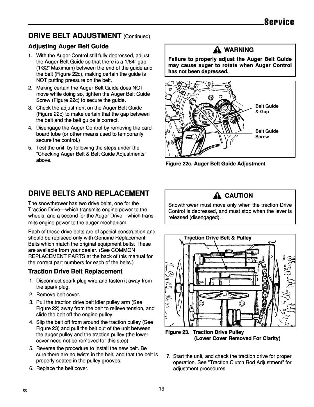 Simplicity 1693163 555M Drive Belts And Replacement, Adjusting Auger Belt Guide, Traction Drive Belt Replacement, Service 
