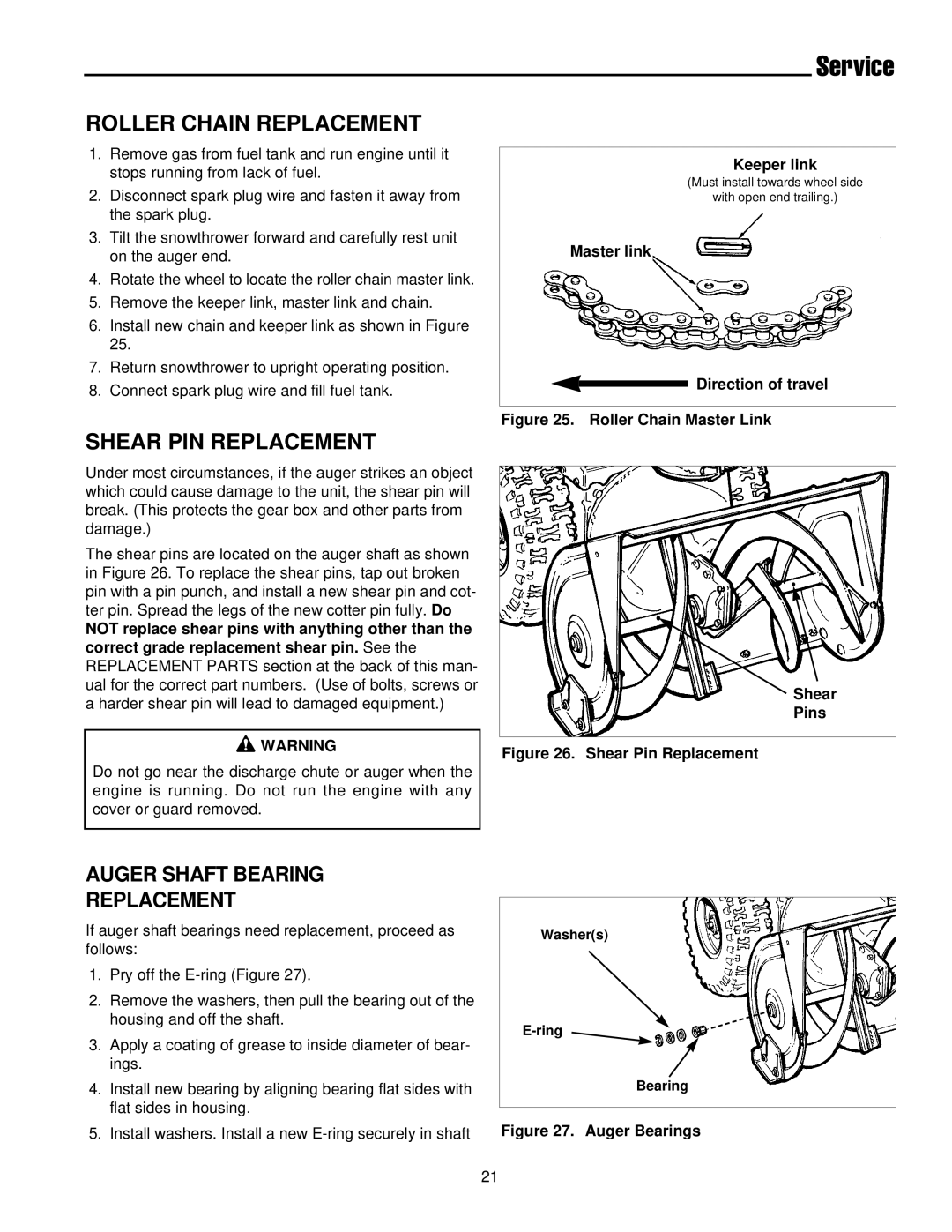 Simplicity 1693425 555M Roller Chain Replacement, Shear PIN Replacement, Keeper link, Master link Direction of travel 