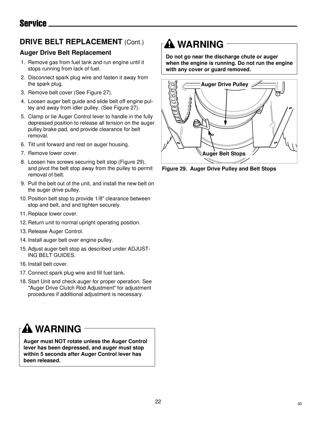 Simplicity 1693649 755M, 1693647 555M, 1693648 755M, 1693646 555M manual Auger Drive Belt Replacement 