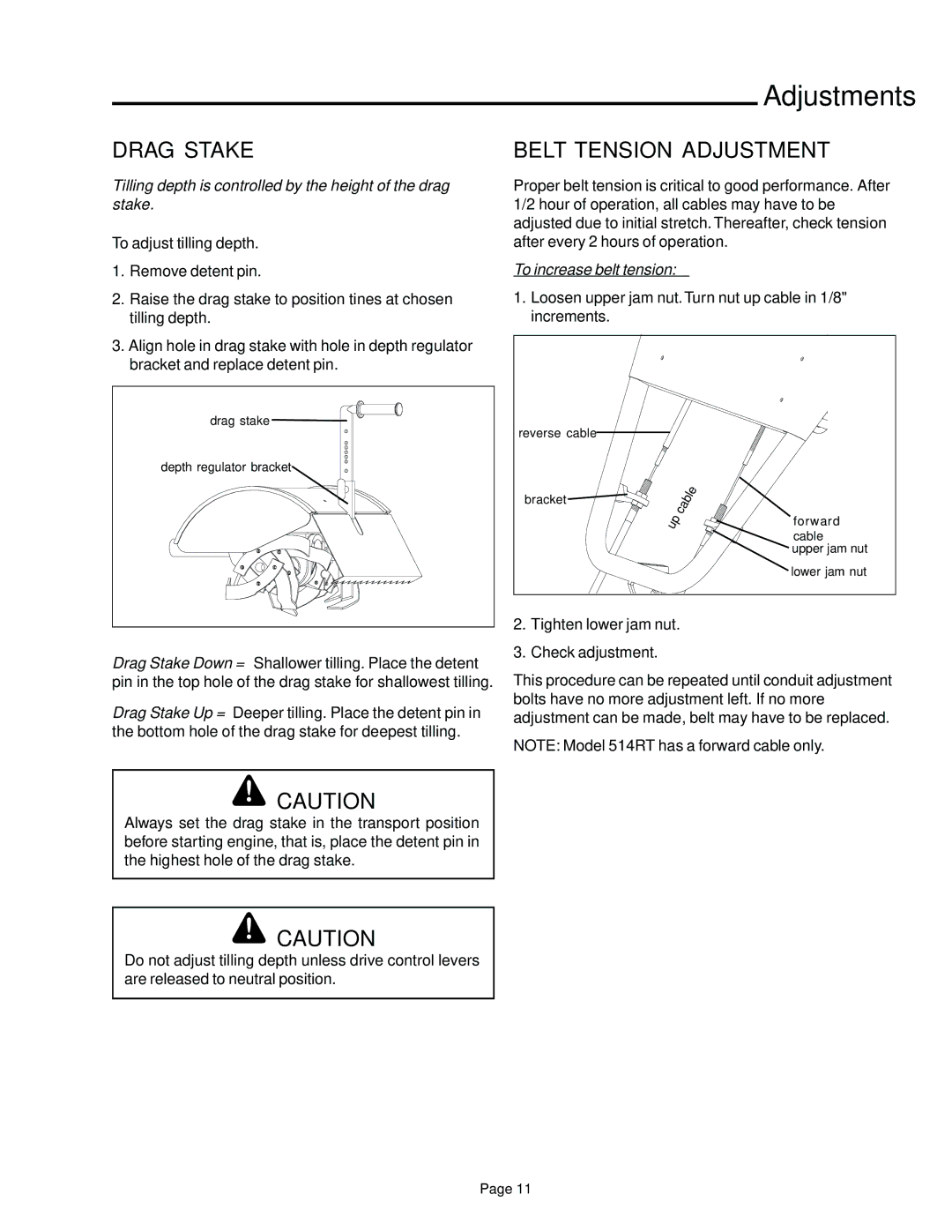 Simplicity 1693705, 1693704, 1693207 manual Drag Stake, Belt Tension Adjustment 