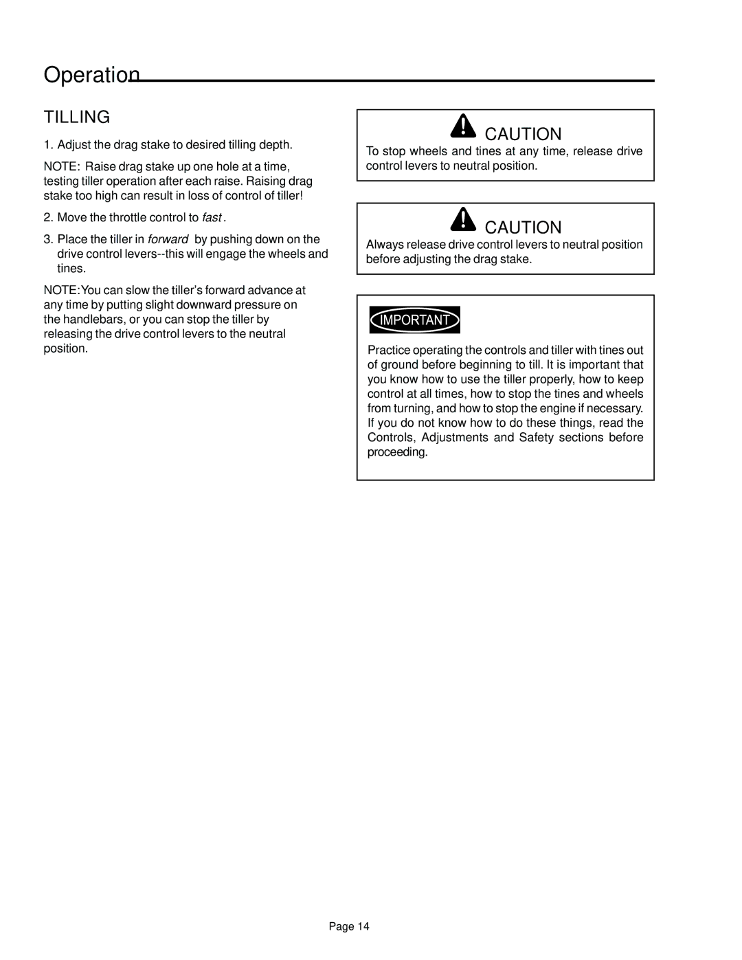 Simplicity 1693705, 1693704, 1693207 manual Tilling 