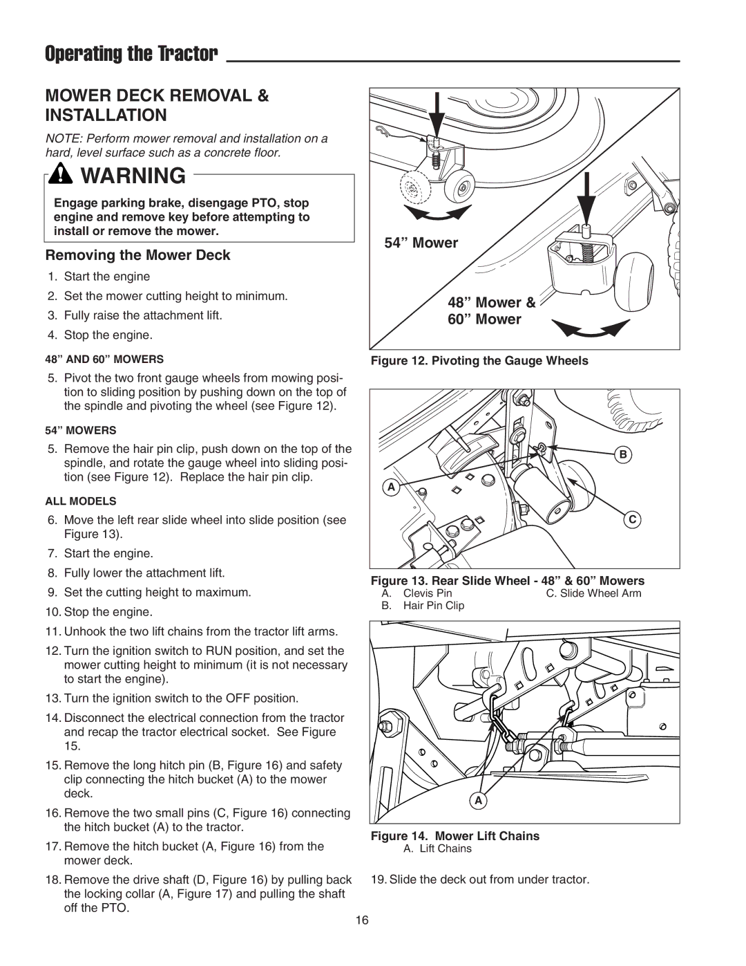 Simplicity 1693219, 1693738, 1693770, 1693771, 1693764, 1693769 Mower Deck Removal Installation, Removing the Mower Deck 