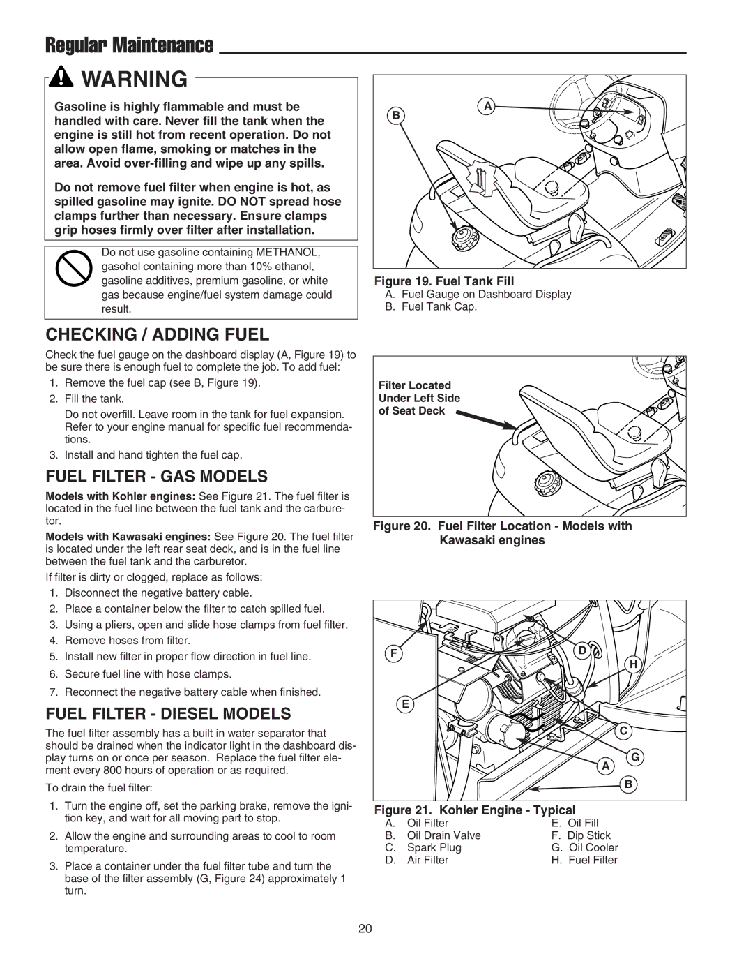 Simplicity 1692870, 1693738, 1693770, 1693771, 1693764, 1693769, 1693563, 1693561 Regular Maintenance, Checking / Adding Fuel 