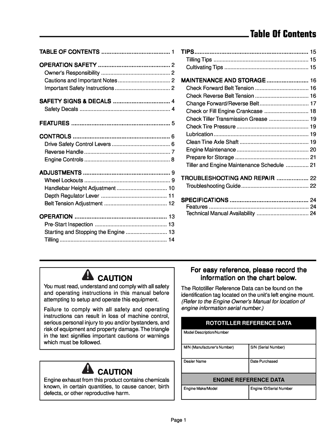 Simplicity 1693847 manual Table Of Contents, For easy reference, please record the, information on the chart below 