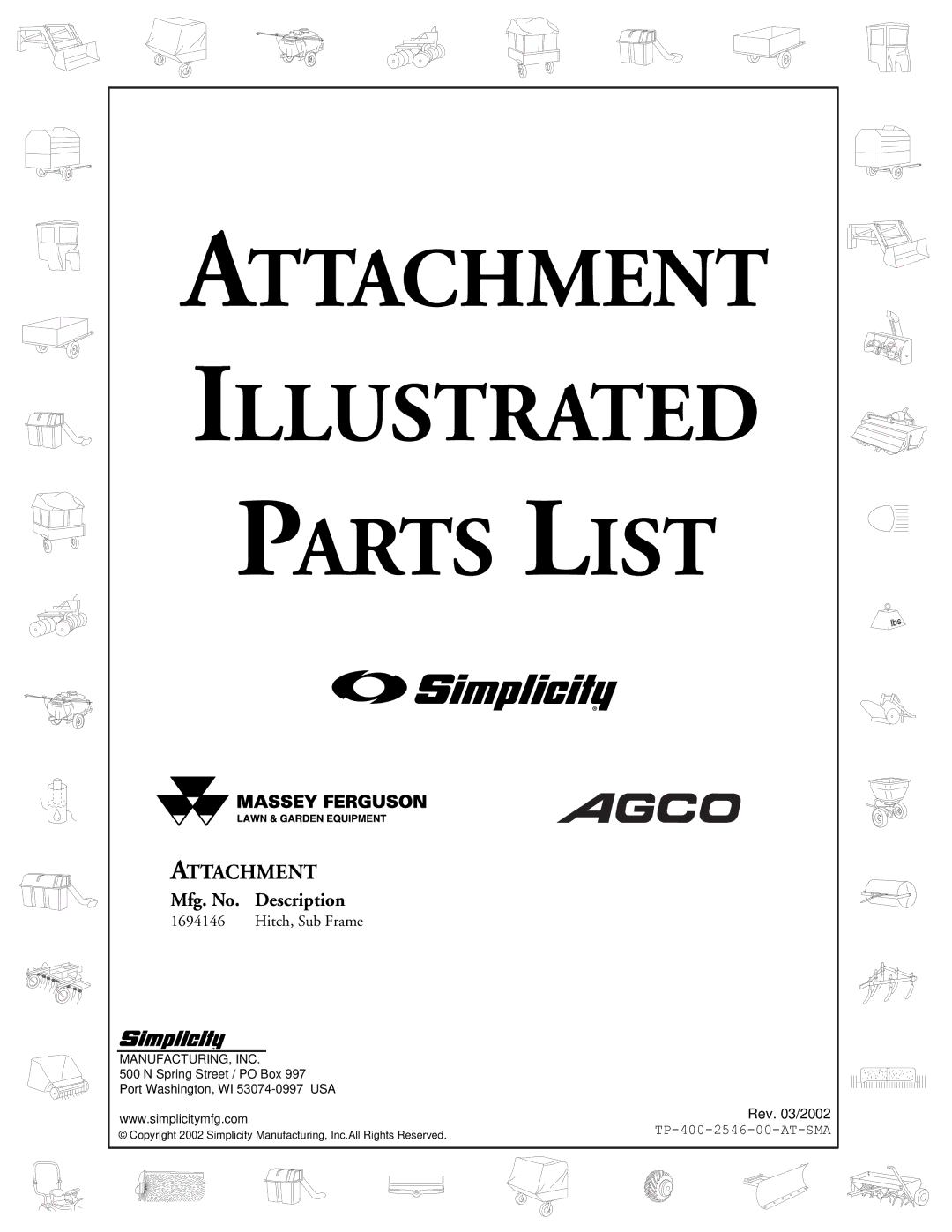 Simplicity 1694146 manual Attachment Illustrated Parts List 