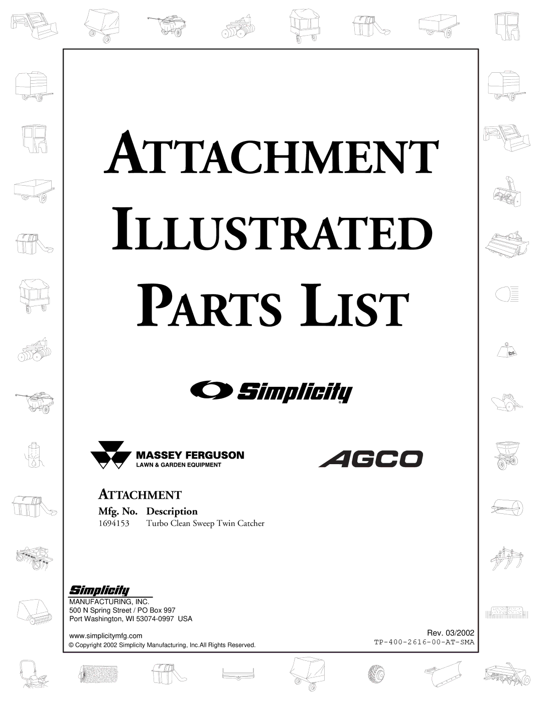 Simplicity 1694153 manual Attachment Illustrated Parts List 