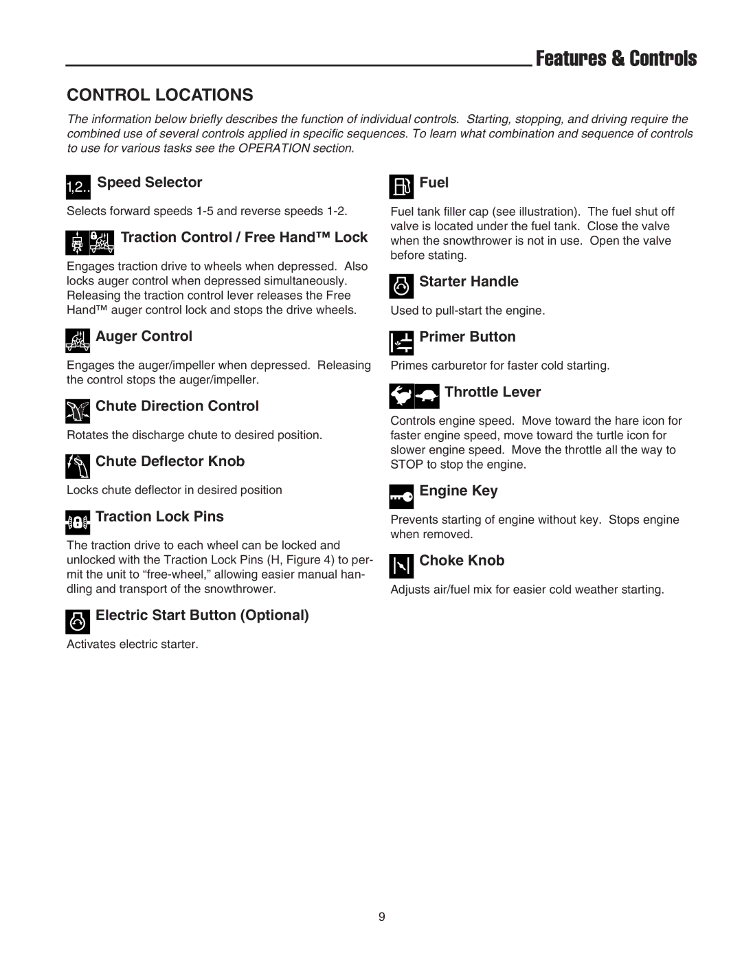 Simplicity 1693984, 1694439, 1694242, 1693985, 1694435 instruction sheet Features & Controls, Control Locations 