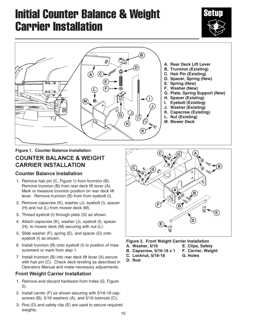 Simplicity 1694498, 1726793 manual Initial Counter Balance & Weight Carrier Installation 