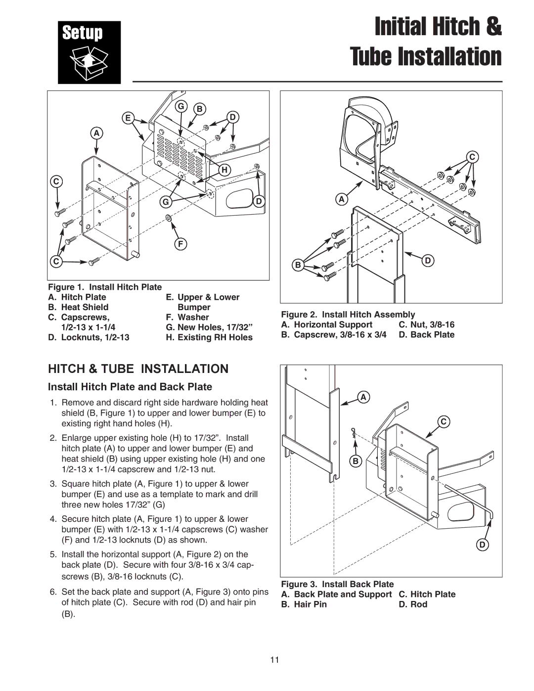 Simplicity 1726793, 1694498 manual Initial Hitch & Tube Installation 