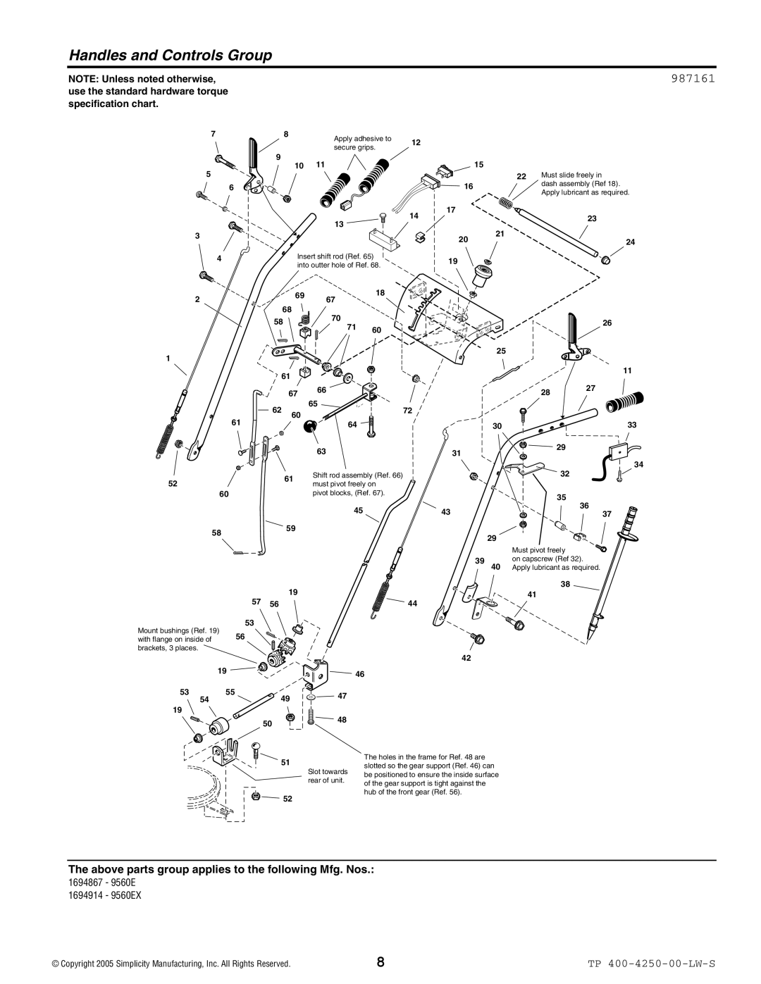 Simplicity 1694852, 1694915, 1694872, 1694914, 1694867, 1694848, 1694847, 1694850, 1694849 Handles and Controls Group, 987161 