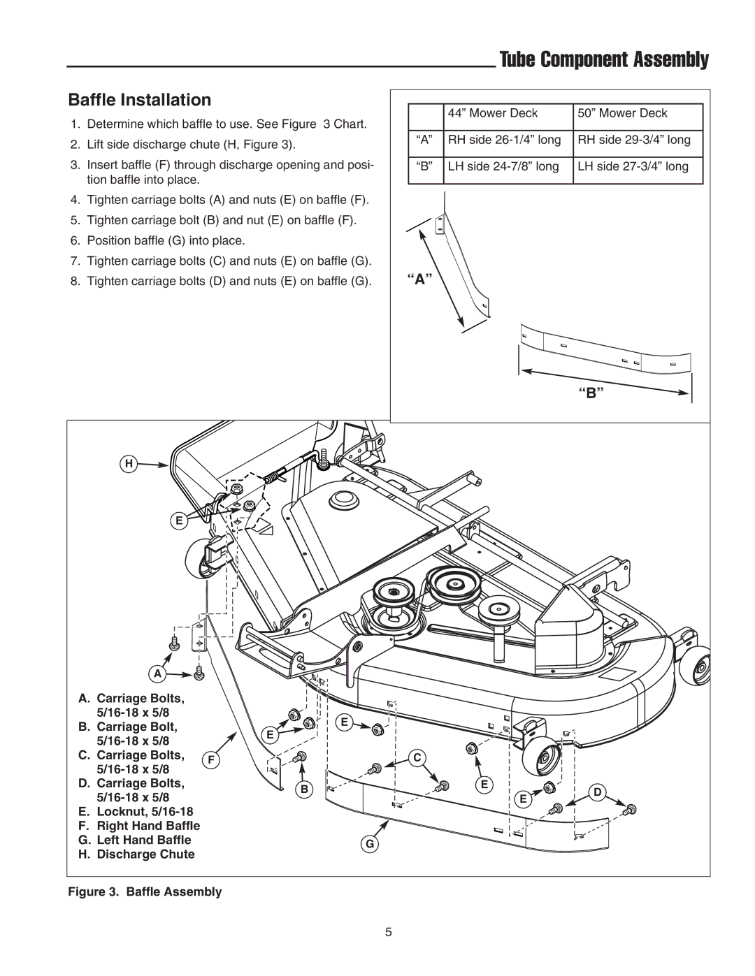 Simplicity 1694918 manual Tube Component Assembly, Baffle Installation 