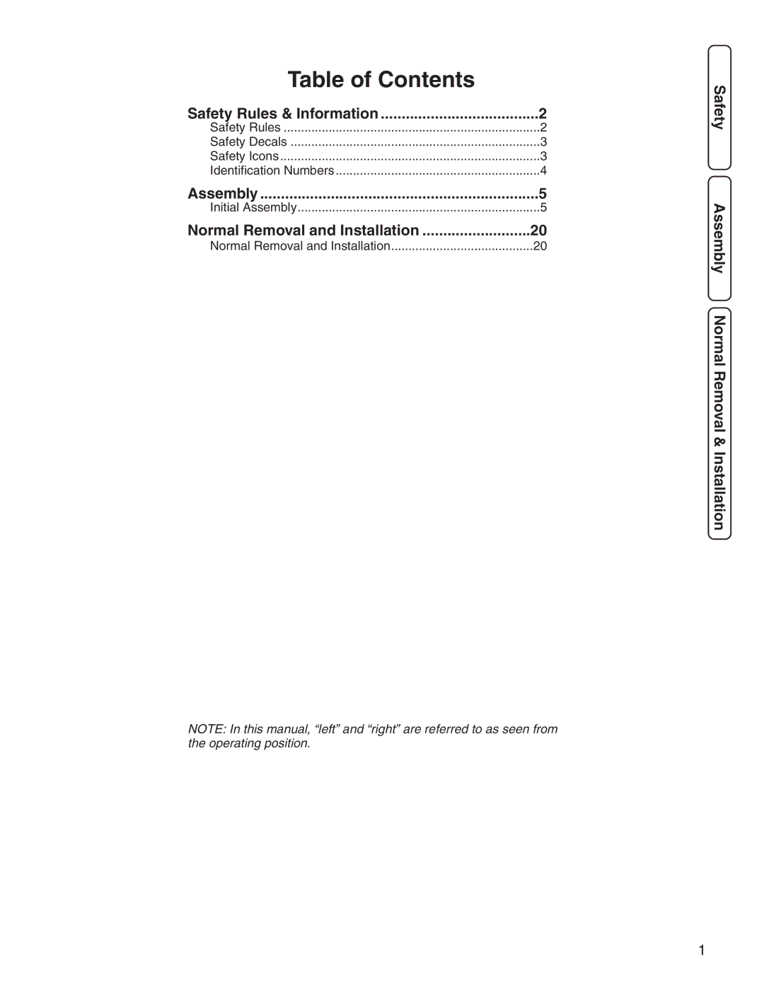 Simplicity 1694924 manual Table of Contents 