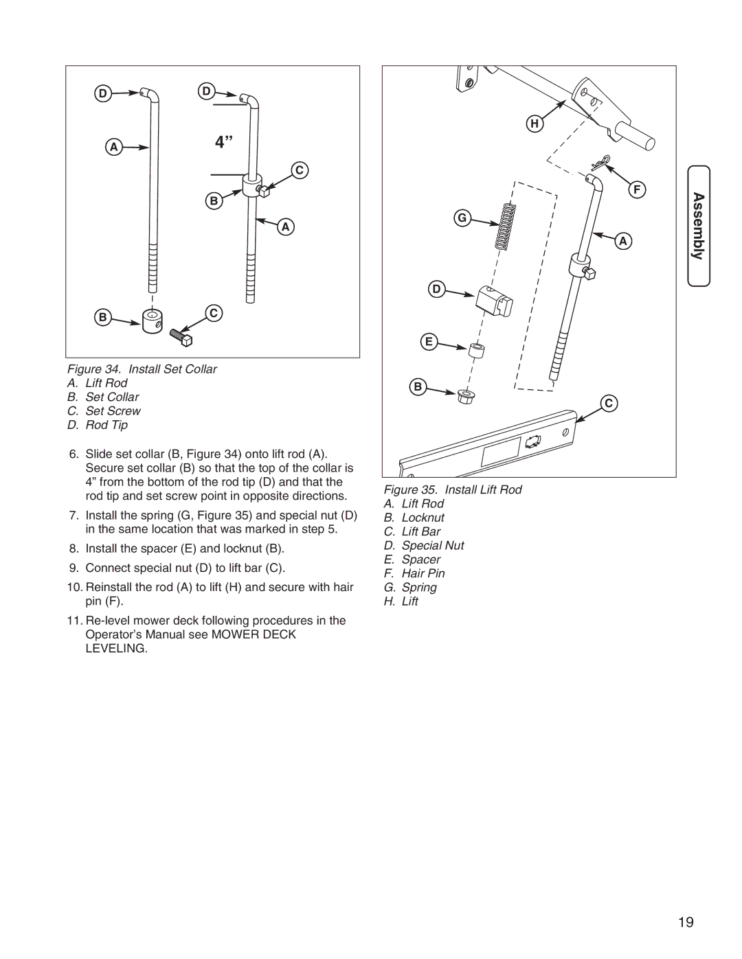 Simplicity 1694924 manual Install Set Collar Lift Rod Set Screw Rod Tip 