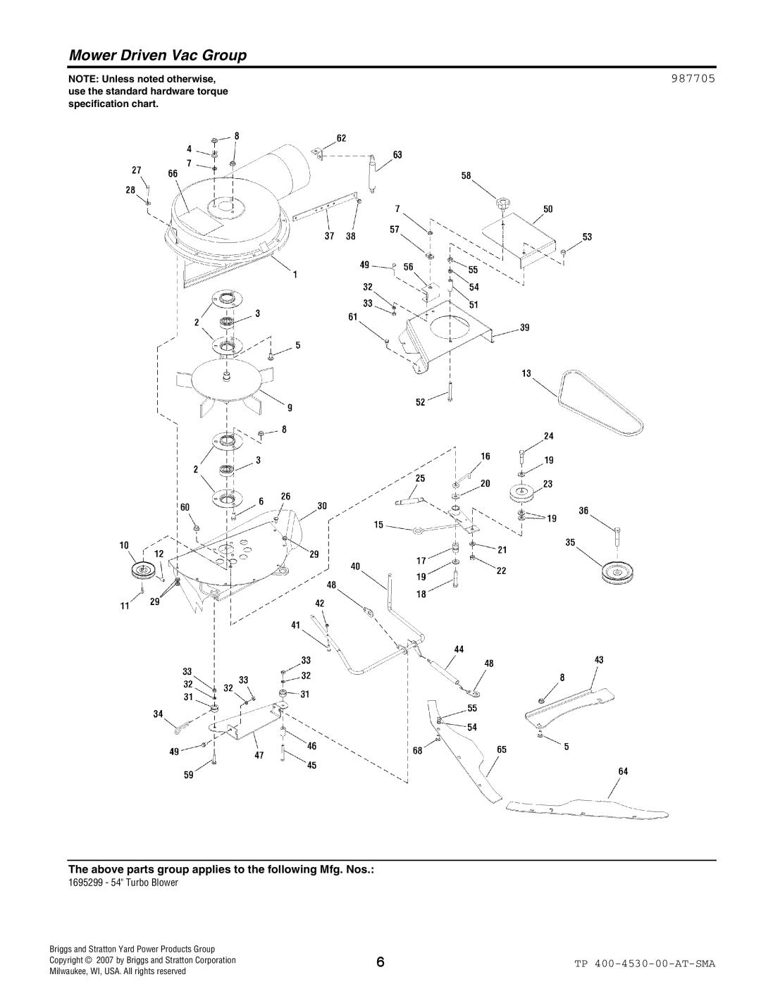 Simplicity 1695299 manual Mower Driven Vac Group 