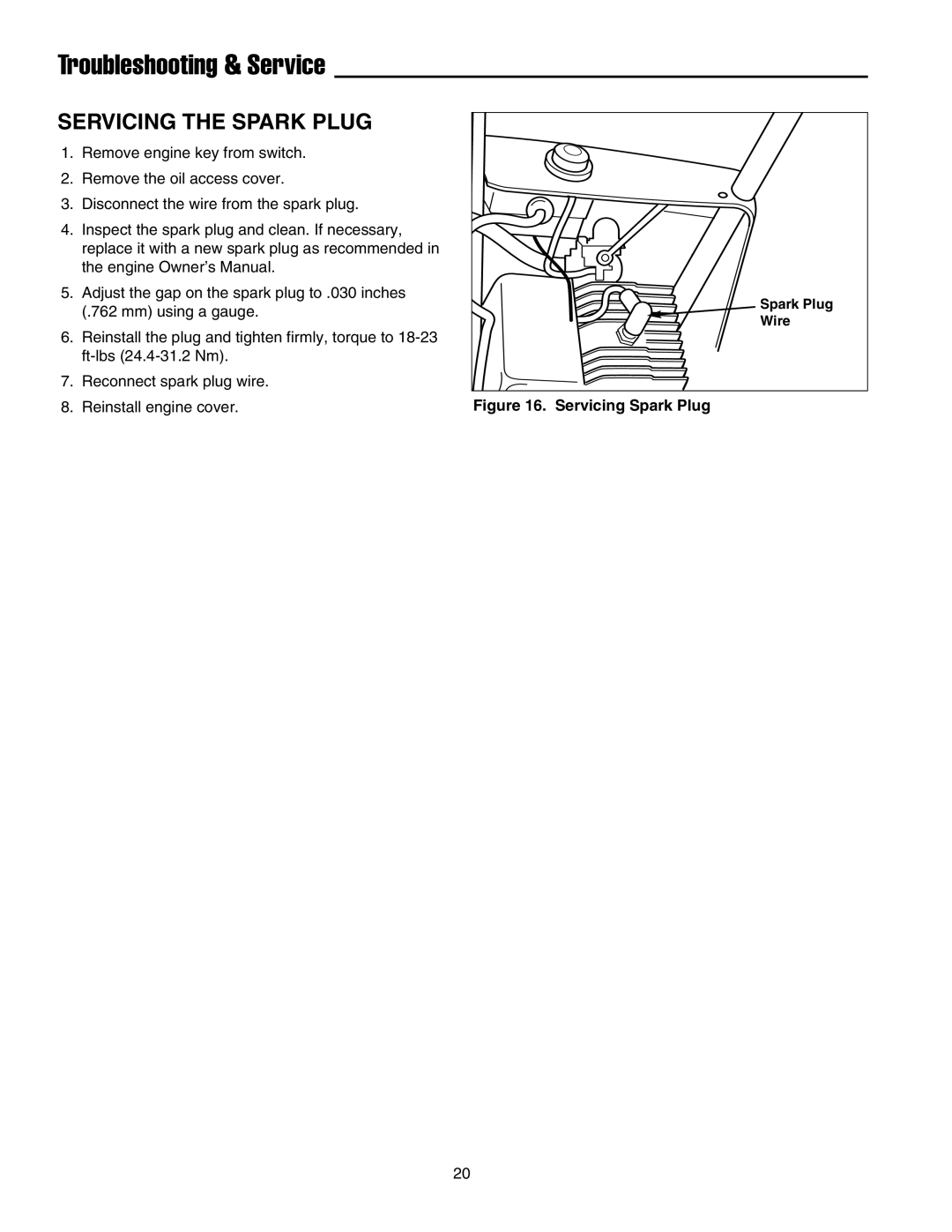 Simplicity 1695514, 1695468, 522E instruction sheet Servicing the Spark Plug, Servicing Spark Plug 