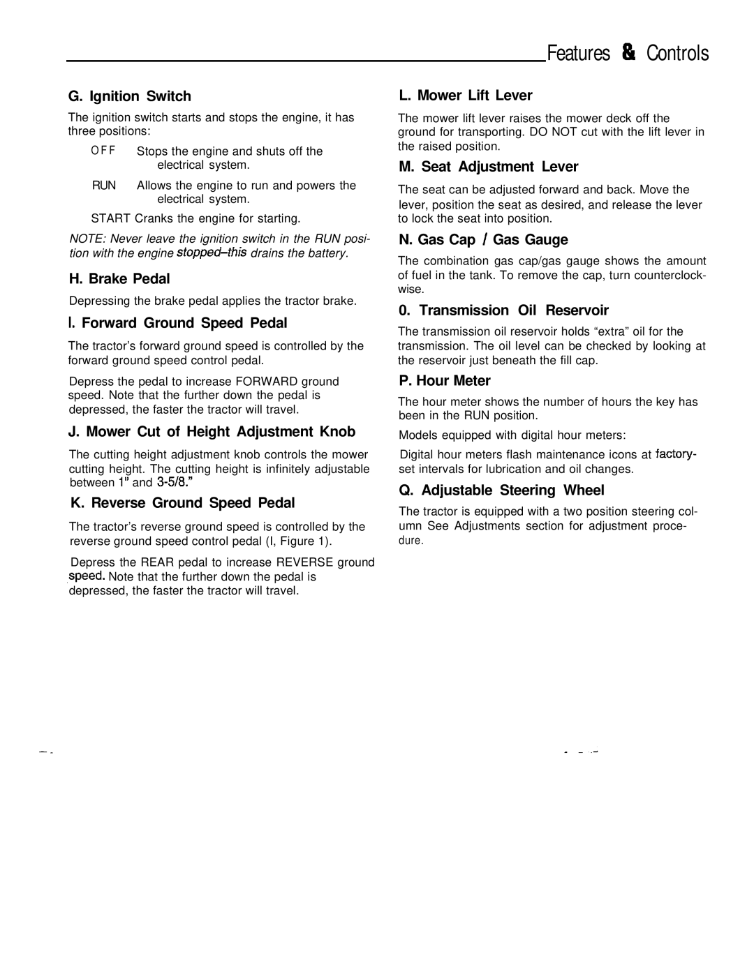 Simplicity 16HP V-Twin manual Features & Controls 