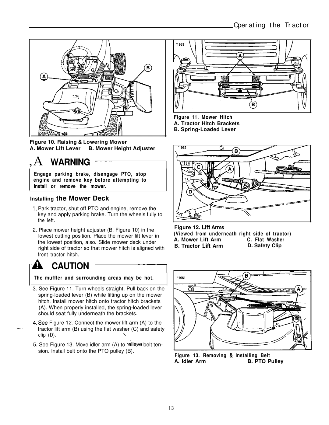 Simplicity 16HP V-Twin manual Operating the Tractor, Tractor Lifi Arm Safety Clip 