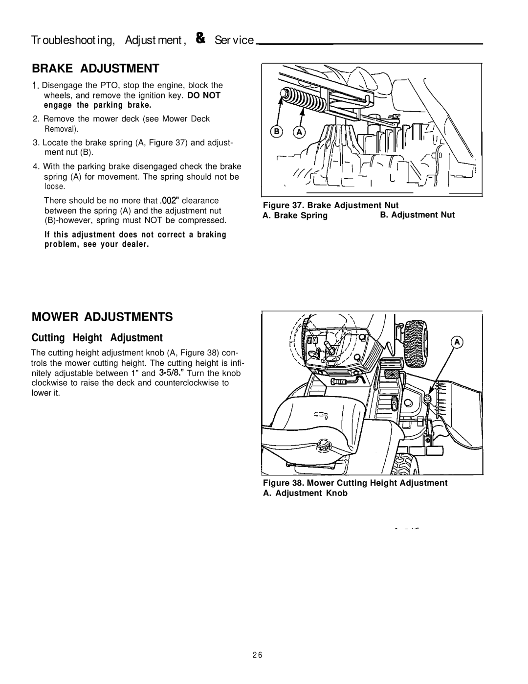 Simplicity 16HP V-Twin manual Brake Adjustment, Mower Adjustments 