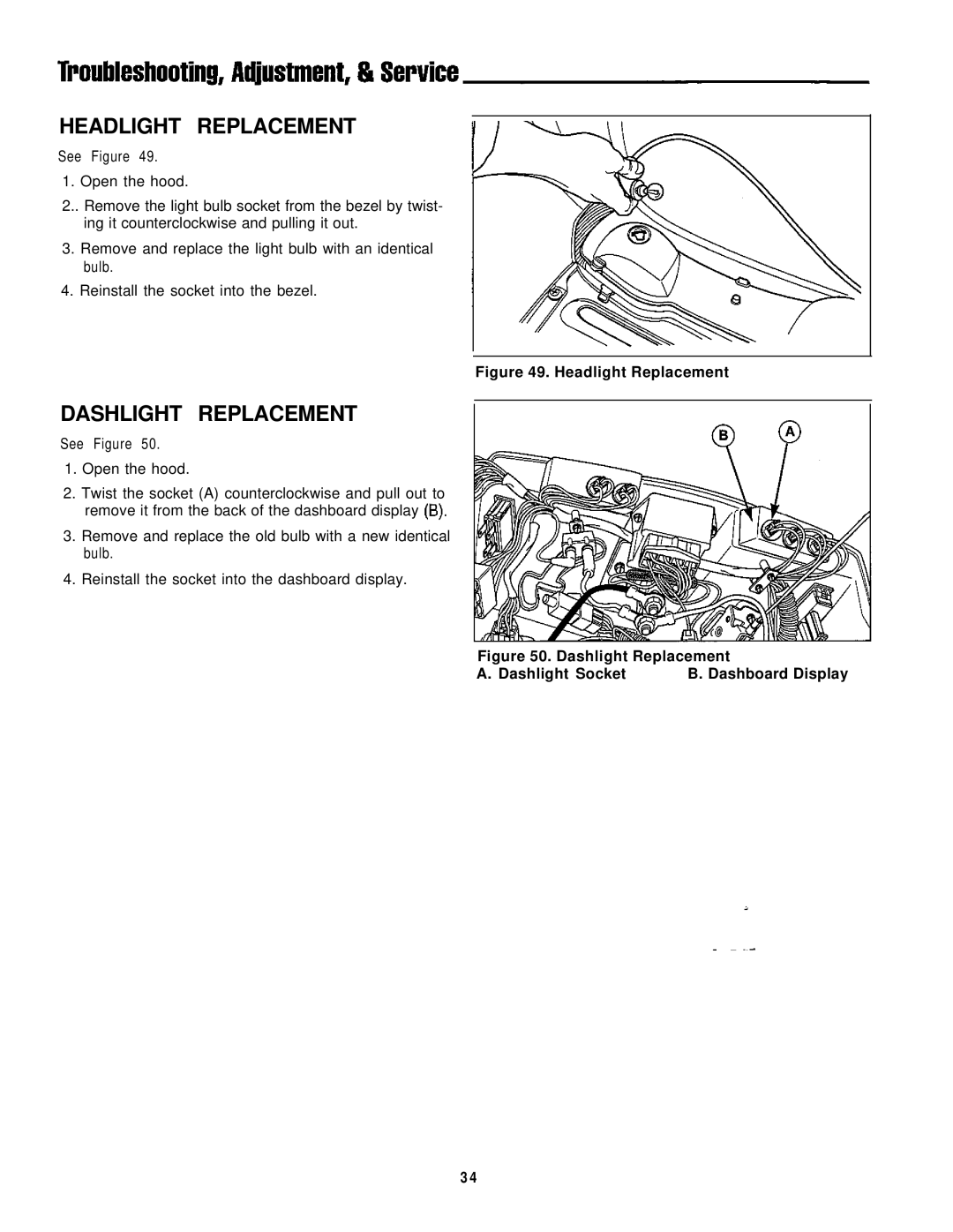 Simplicity 16HP V-Twin manual Headlight Replacement, Dashlight Replacement 