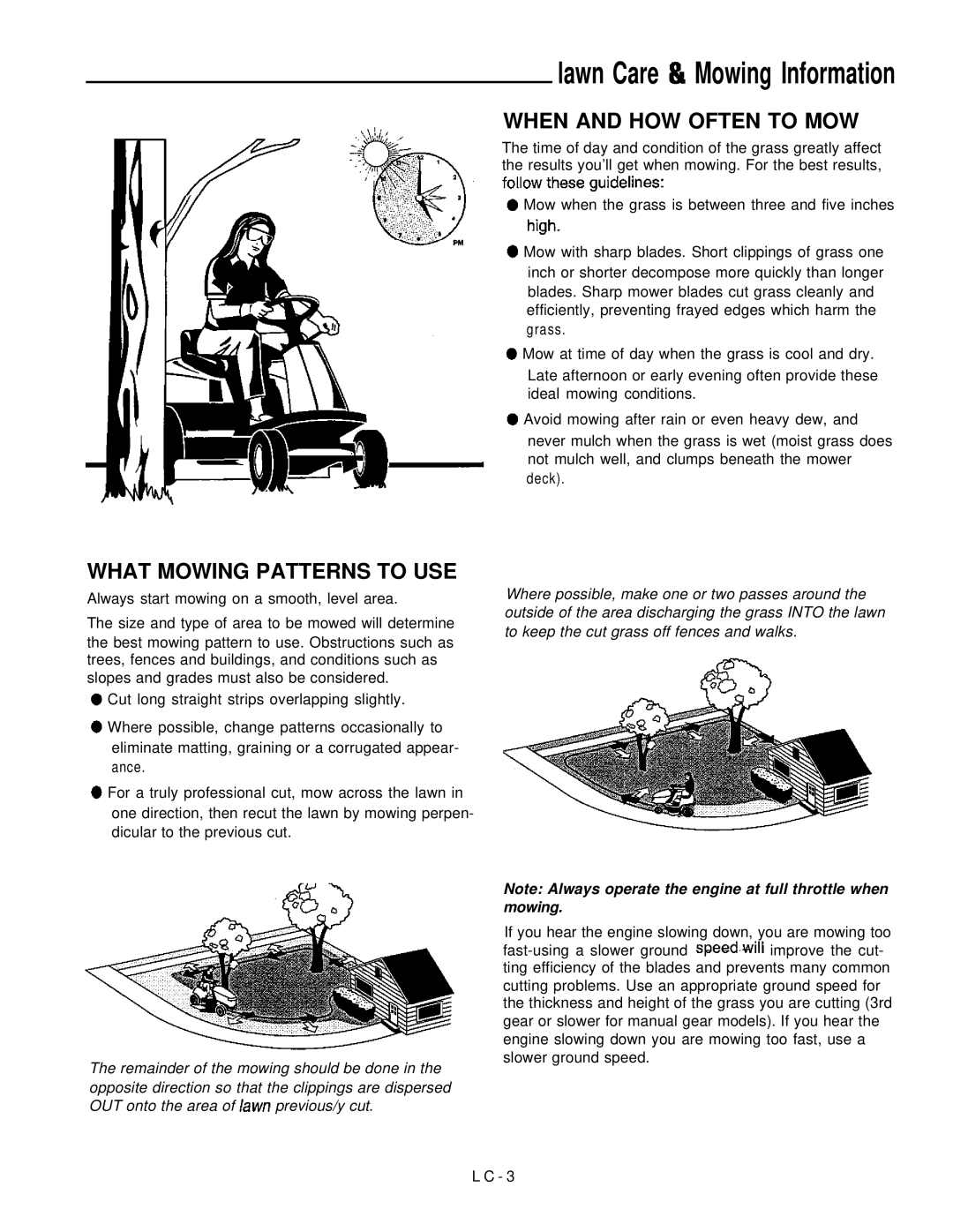 Simplicity 16HP V-Twin manual What Mowing Patterns to USE, When and HOW Often to MOW 