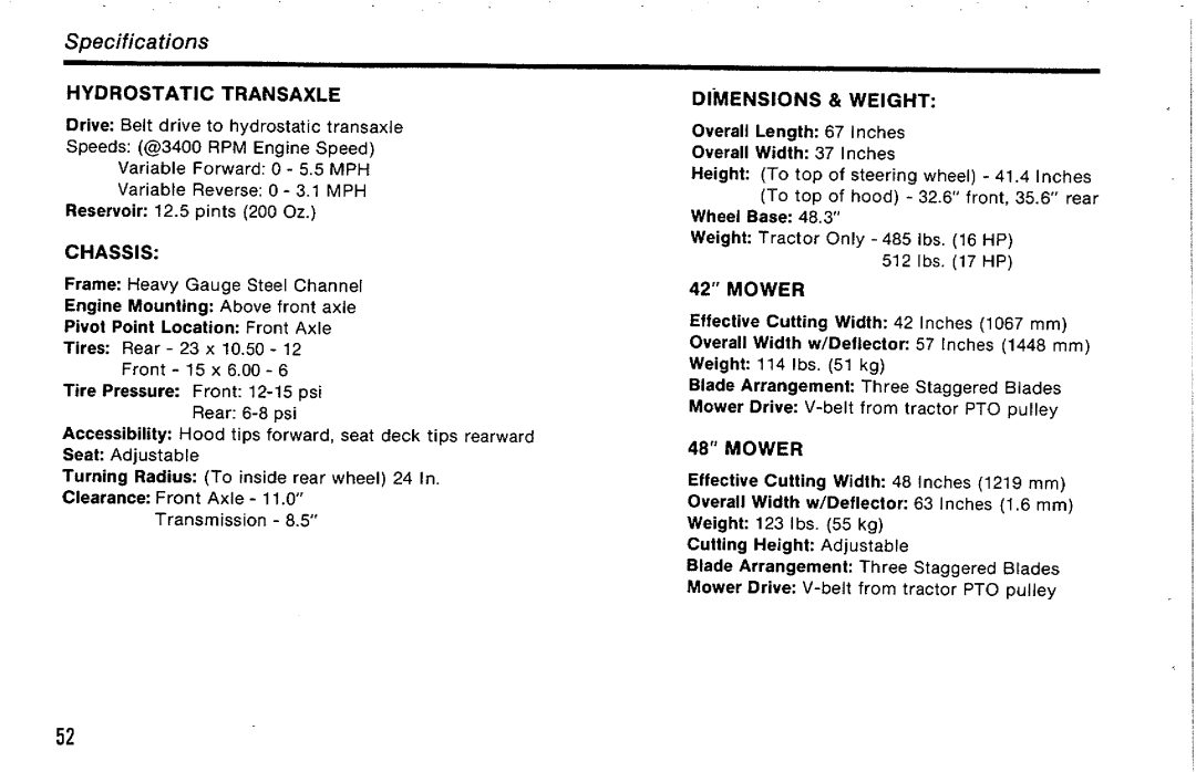 Simplicity 17GTH, 16GTH manual 