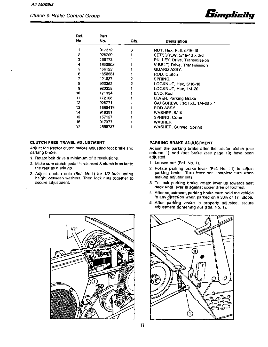 Simplicity 17GTH-L manual 