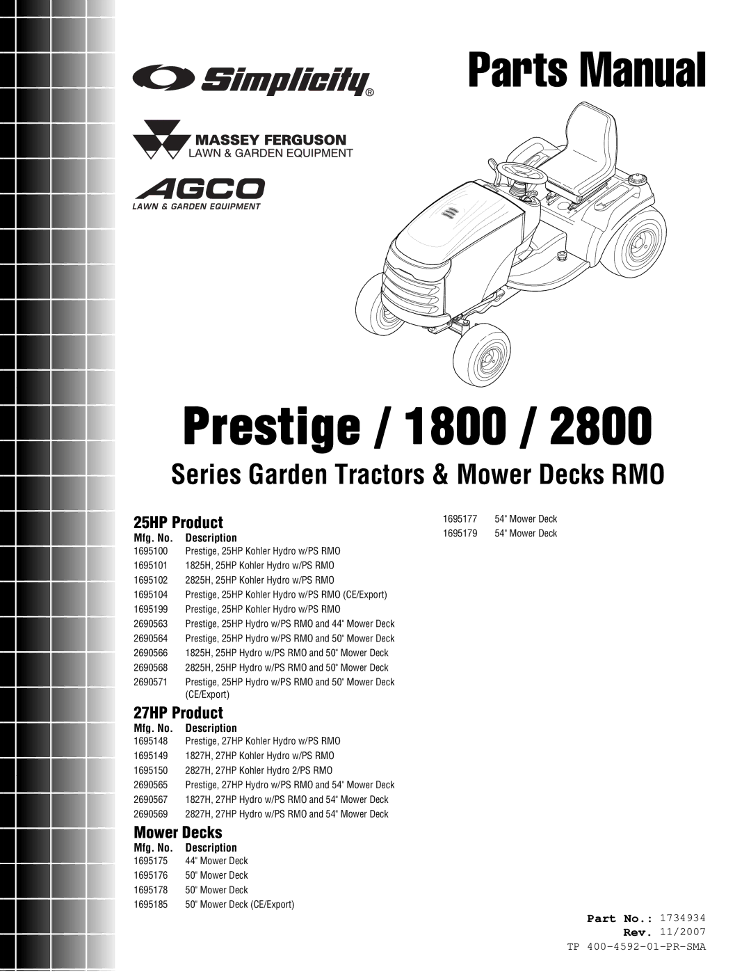 Simplicity 1800 Series manual Prestige / 1800 