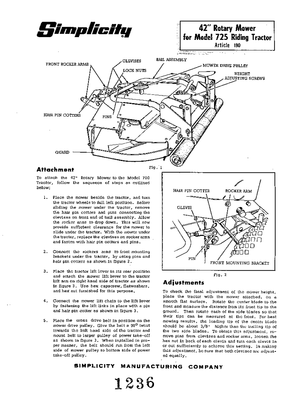 Simplicity 190 manual 