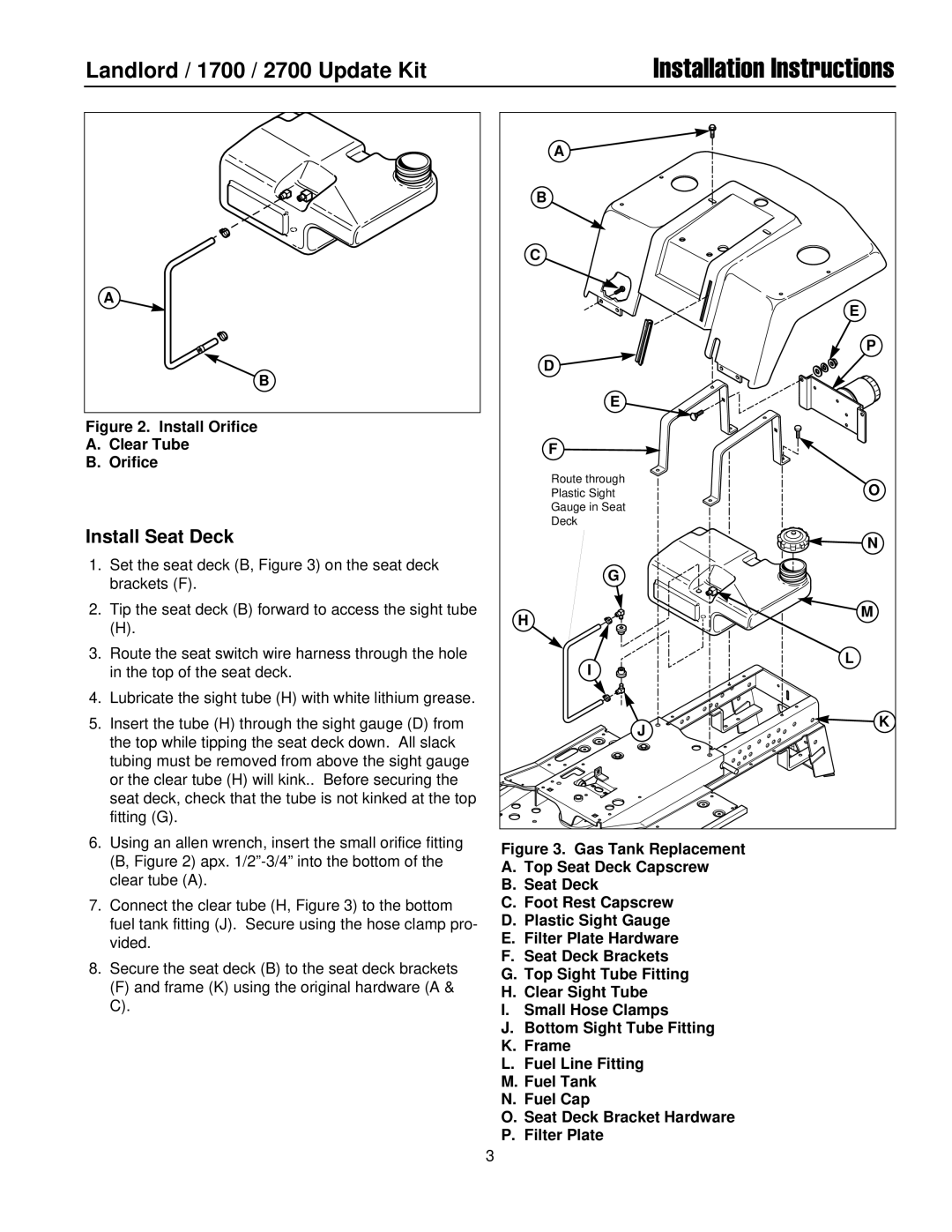 Simplicity 1719664, 1960112, 1929301, 1719950, 1704108, 1719779, 1674231, 1686775 Install Seat Deck, Install Orifice Clear Tube 