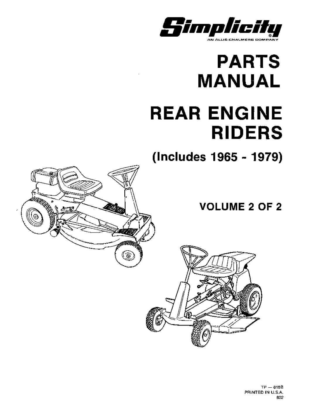 Simplicity Rear Engine Riders, 1965-1979 manual 