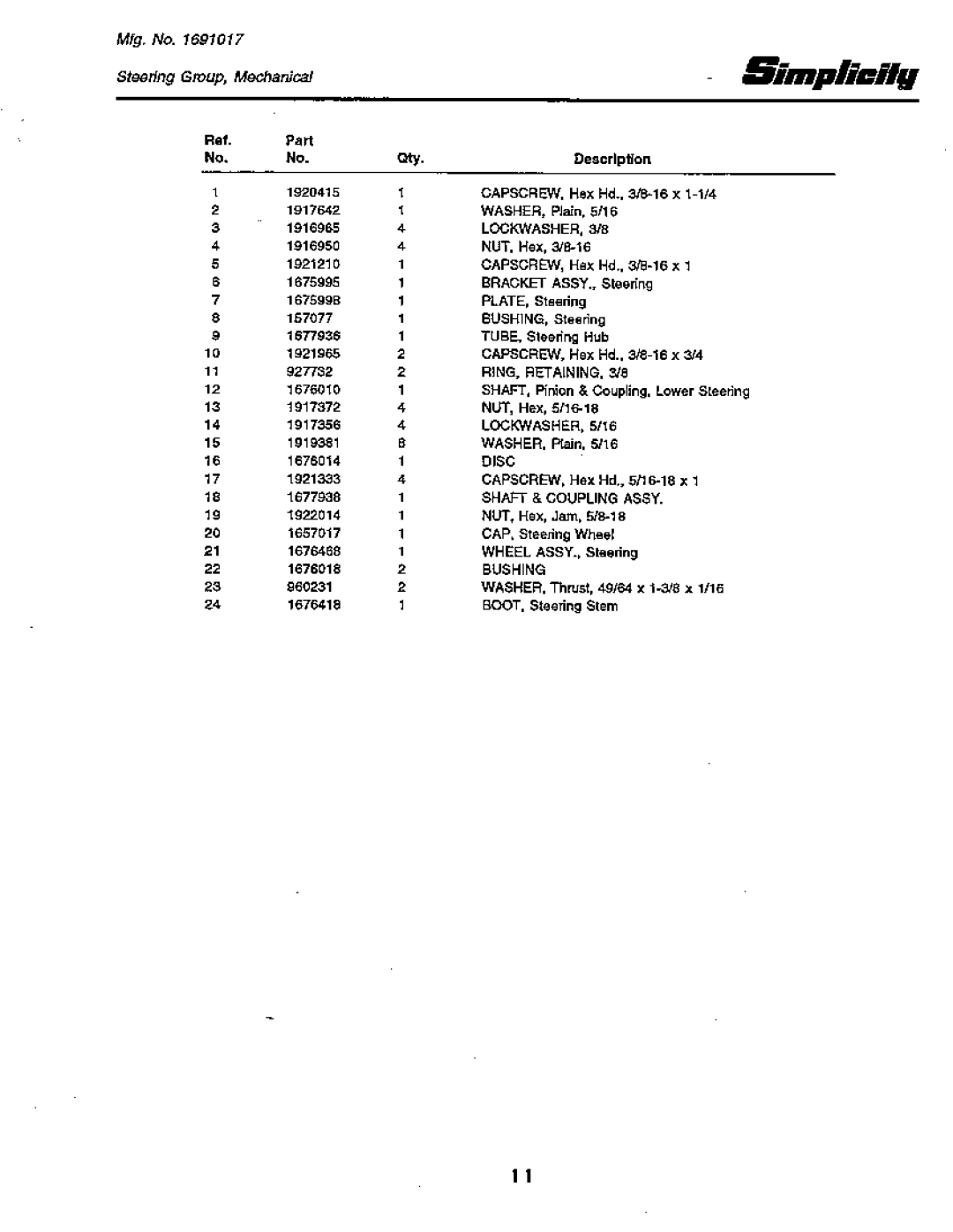 Simplicity 18 GTH Series, 20 GTH Series manual 