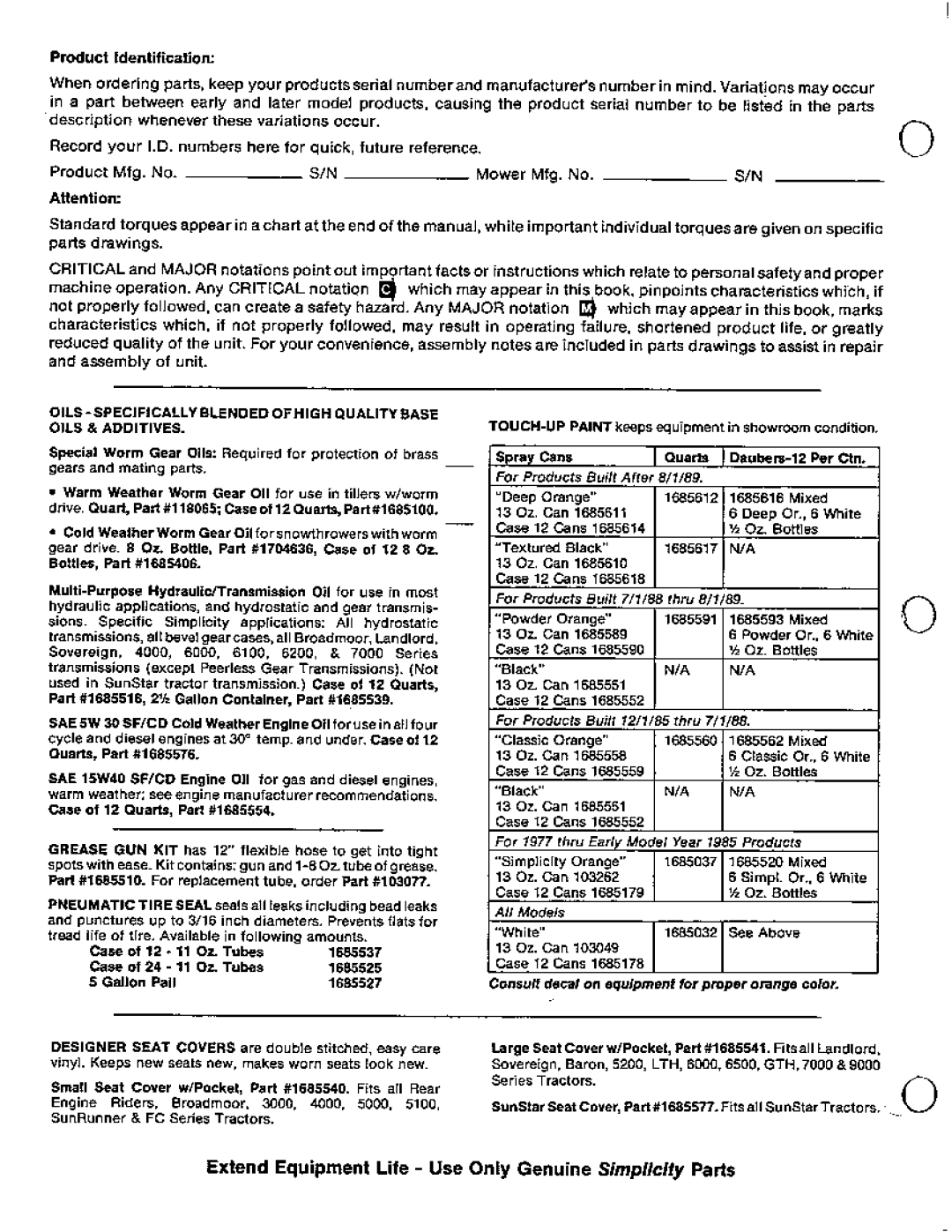 Simplicity 20 GTH Series, 18 GTH Series manual 