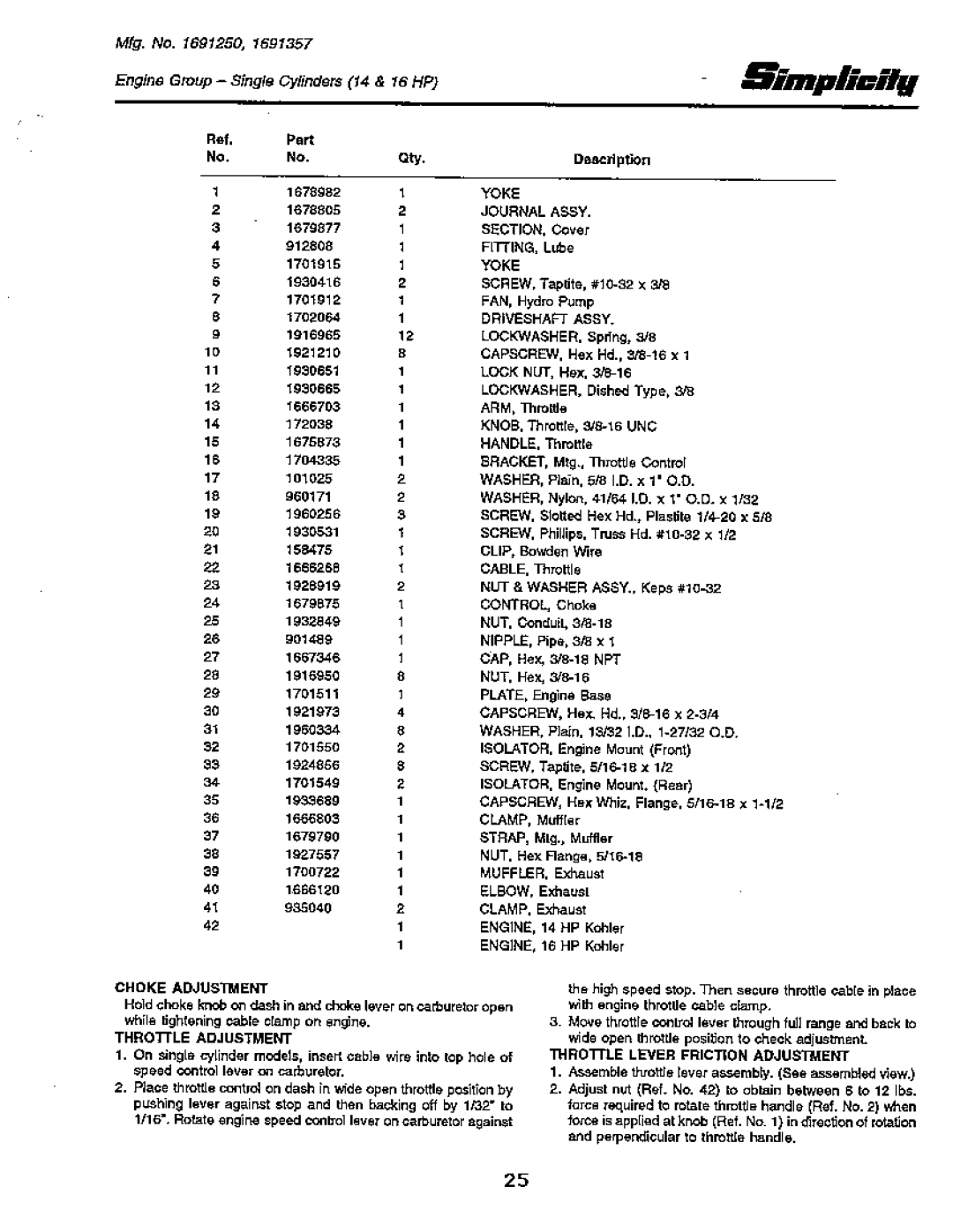 Simplicity 18 GTH Series, 20 GTH Series manual 