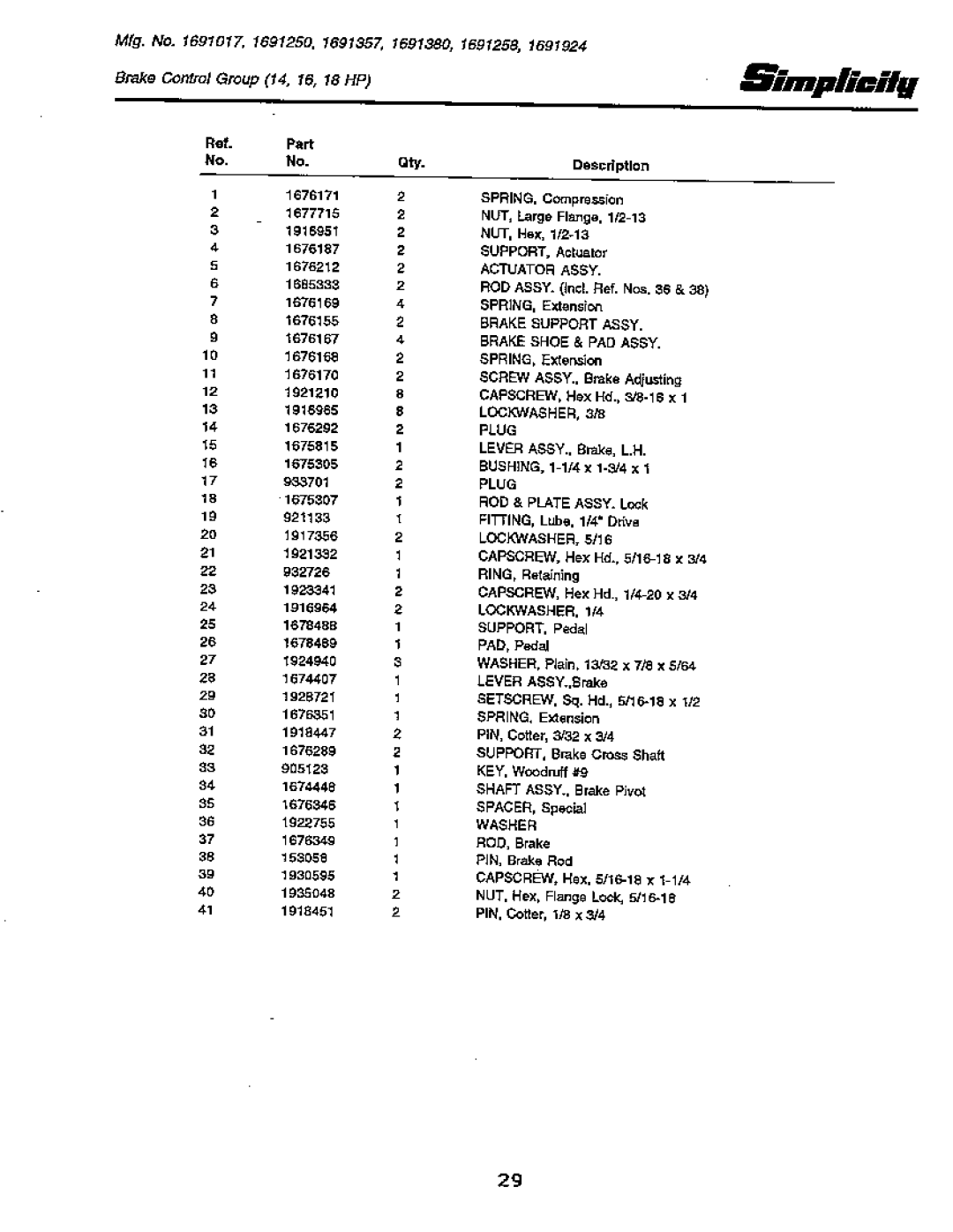 Simplicity 18 GTH Series, 20 GTH Series manual 