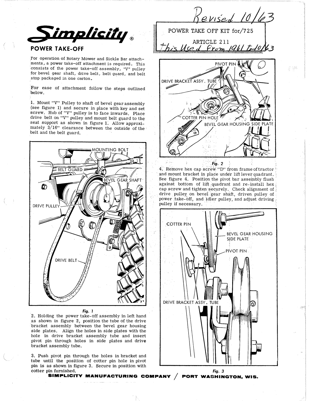 Simplicity 211 manual 