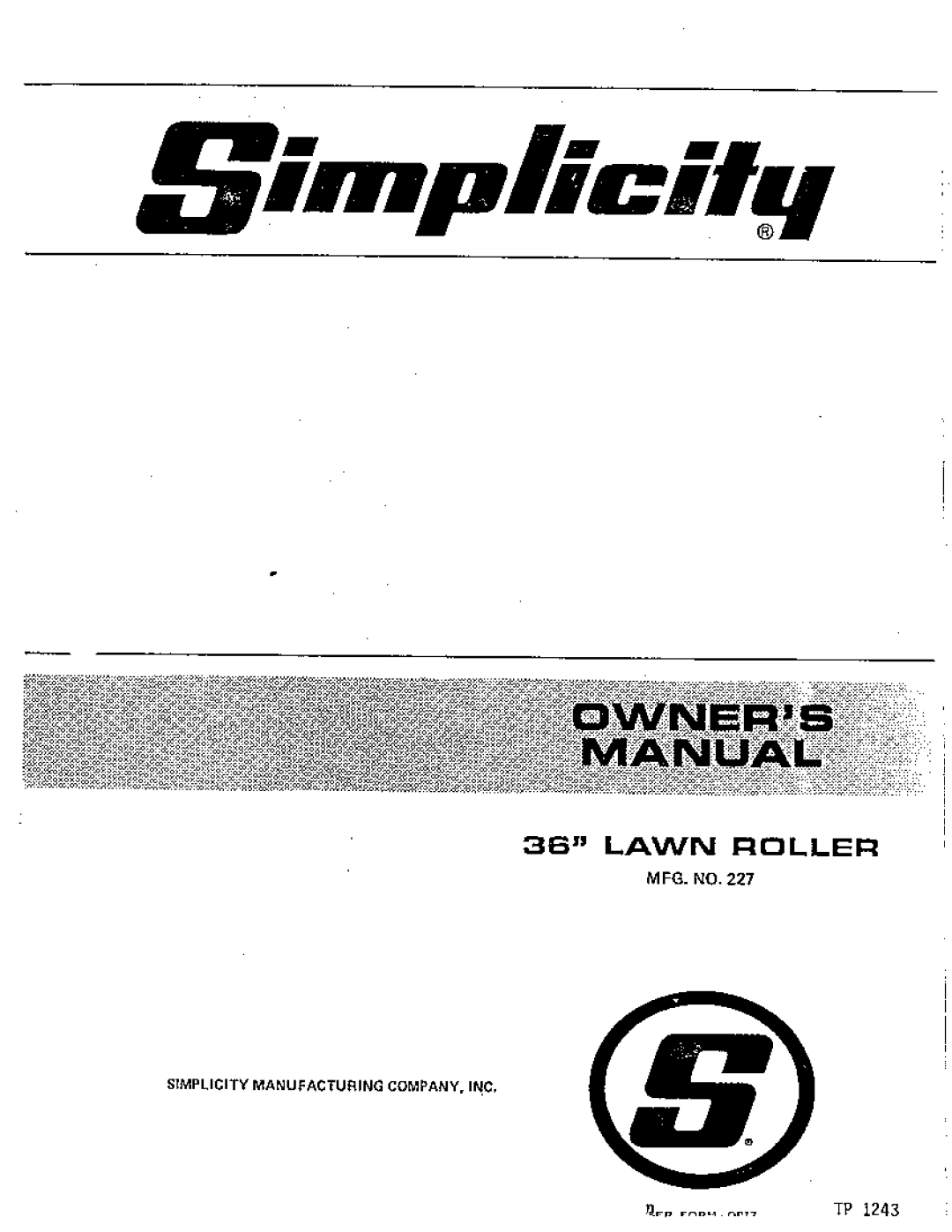 Simplicity 227 manual 