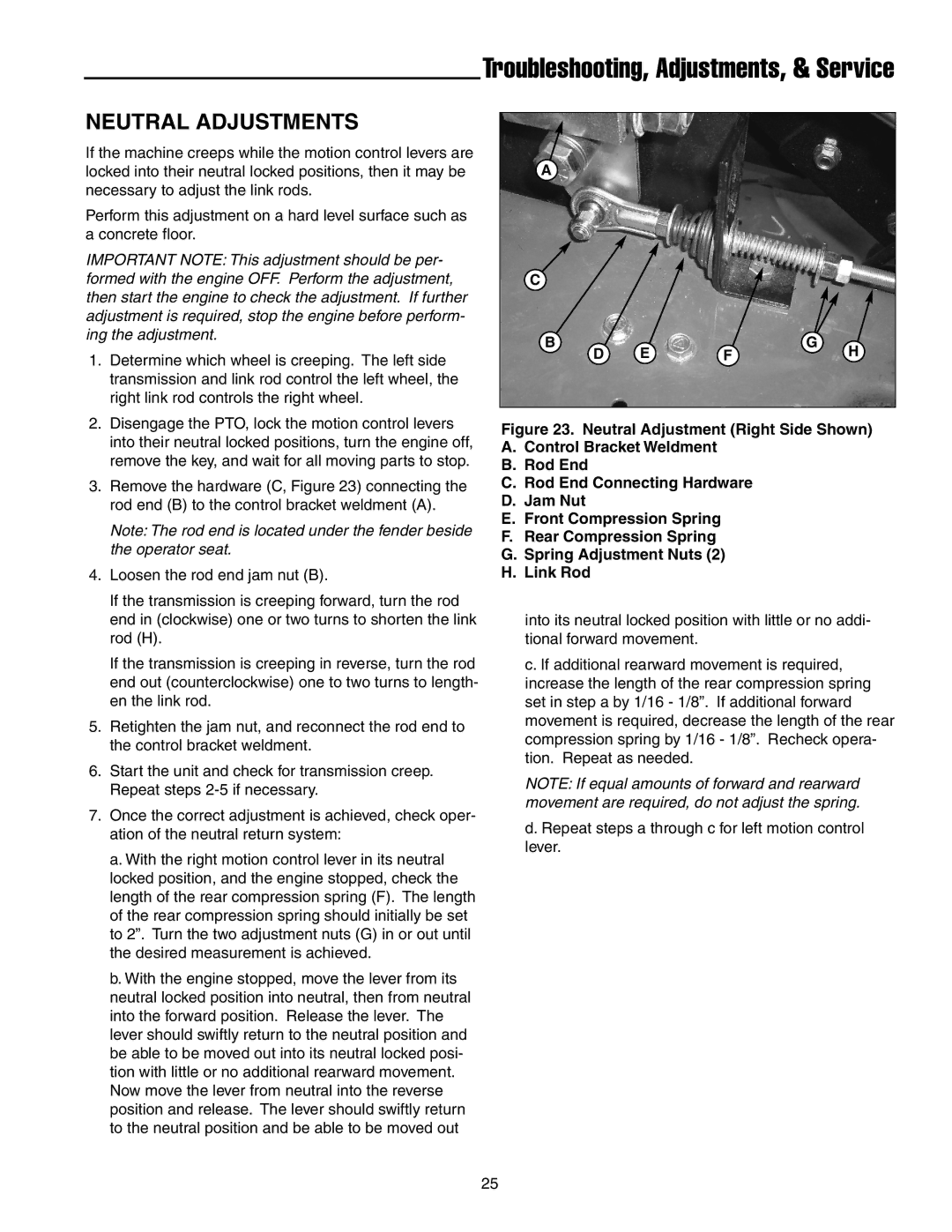 Simplicity 250 Z manual Neutral Adjustments 