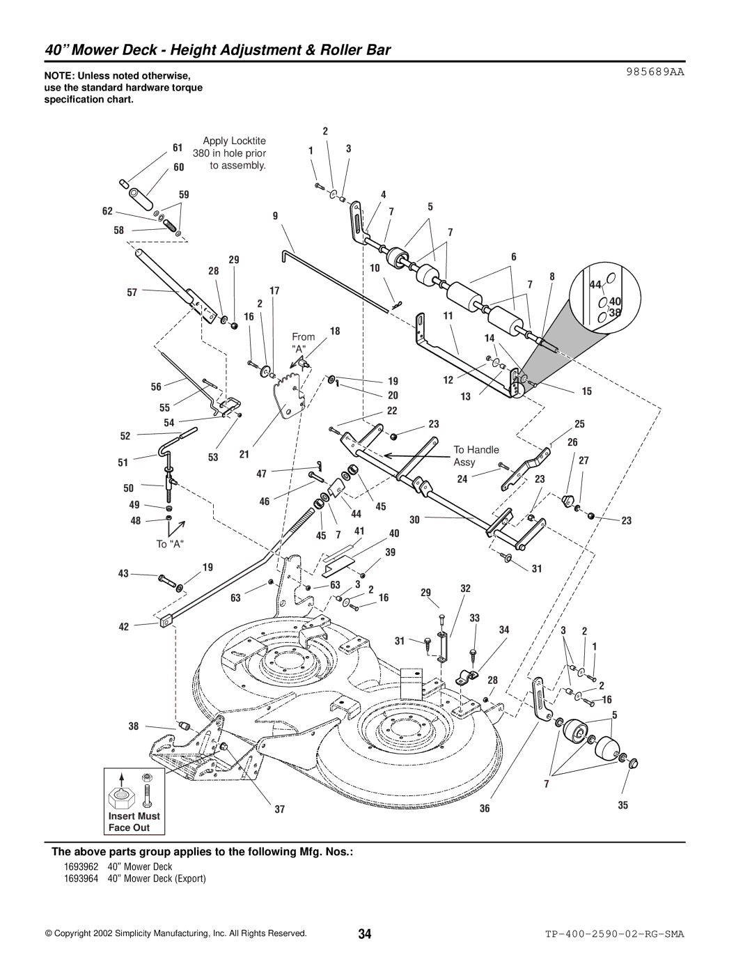 Simplicity 2500 Series manual Mower Deck Height Adjustment & Roller Bar 