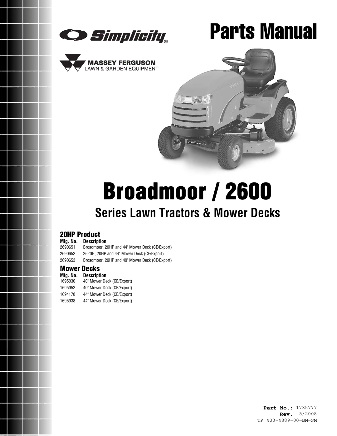 Simplicity 2600 Series manual Broadmoor 