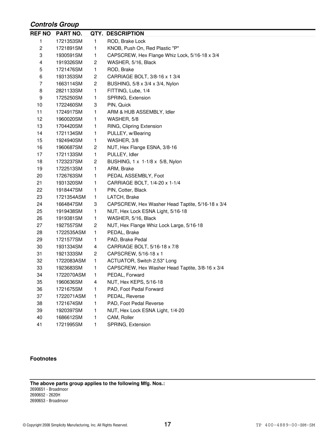 Simplicity 2600 Series manual WASHER, 5/8, WASHER, 3/8 