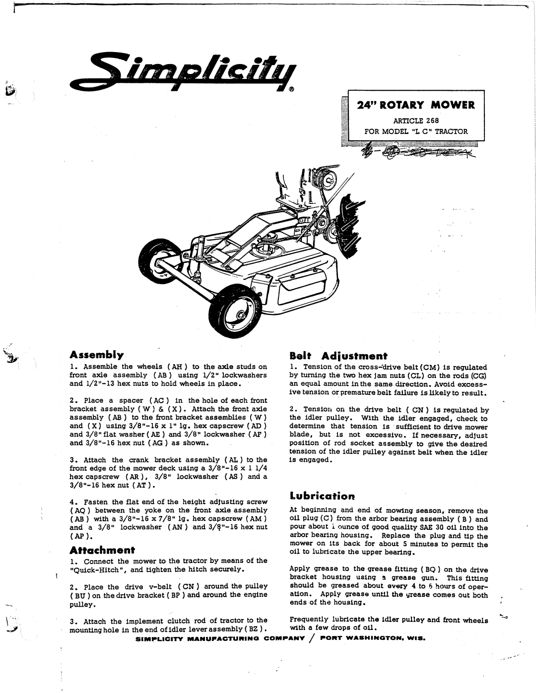 Simplicity 268 manual 